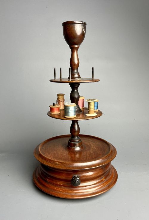 victorian treen cotton reel bobbin stand - CATEGORY: ANTIQUE MISCELLANEOUS - DATED VICTORIAN