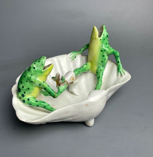 Continental Novelty Porcelain Dish of Two Frogs Fairing