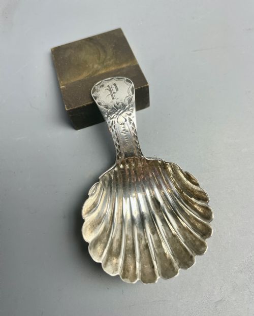 Georgian Shell Shaped Caddy Spoon by John Lambe 1790