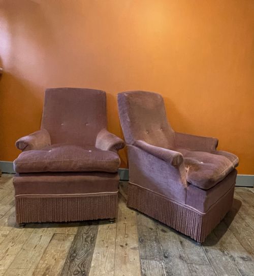 Pair of French Napoleon III Armchairs with Loose Seat Cushions
