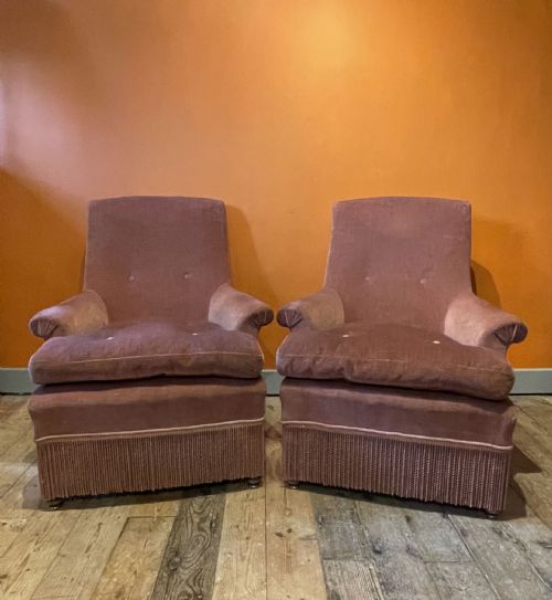 fig 1. Pair of French Napoleon III Armchairs with Loose Seat Cushions