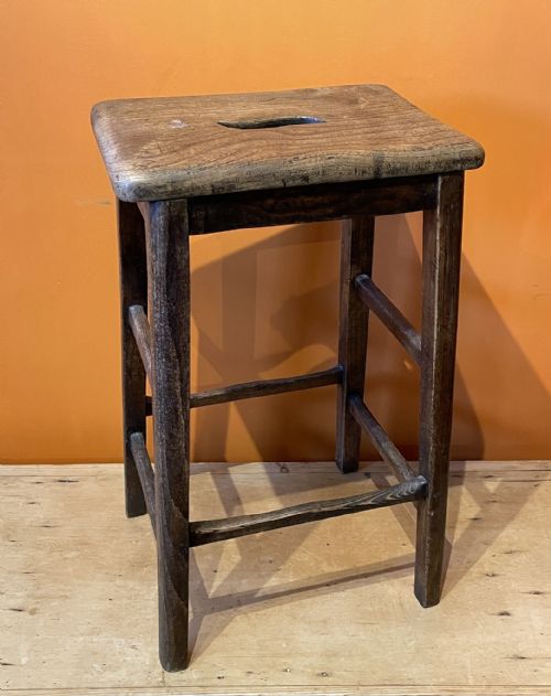 Tall 19th Century Elm & Ash Clerk's Stool