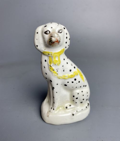 Victorian Miniature Staffordshire Model of a Seated Dalmatian Dog, Circa 1860.
