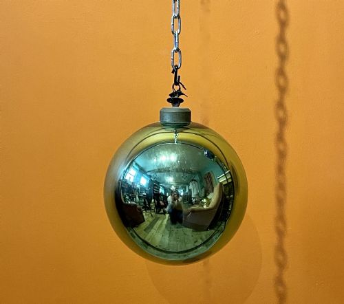 Antique German Green Mercury Glass Kugel Witches Ball