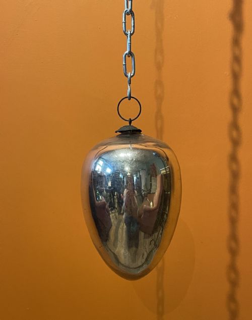 Antique French Silver Mercury Glass Acorn Shaped Silver Mercury Glass Witches Ball