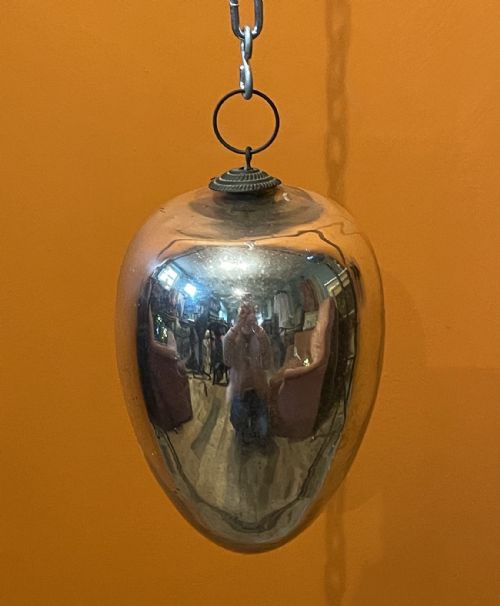fig 1. Antique French Silver Mercury Glass Acorn Shaped Silver Mercury Glass Witches Ball