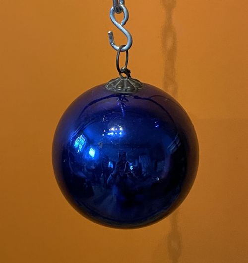 fig 1. Antique French Blue Mercury Glass Witches Ball