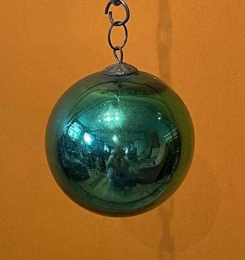 fig 1. Antique French Emerald Green Mercury Glass Witches Ball