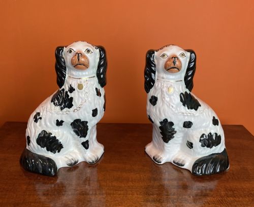 Pair of Victorian Staffordshire Disraeli Pottery Dogs