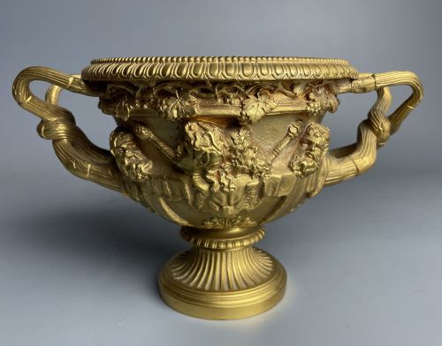 19th Century Grand Tour Gilt Bronze Warwick Vase