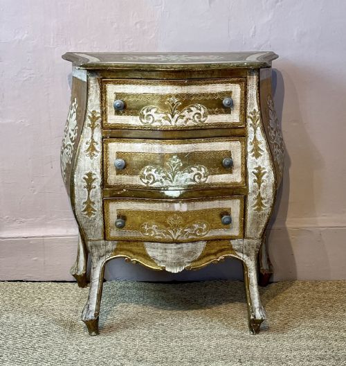 Vintage Venetian Gilt Bombe Commode