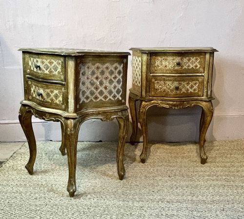 Pair of Vintage Venetian Gilt Bedside Chests