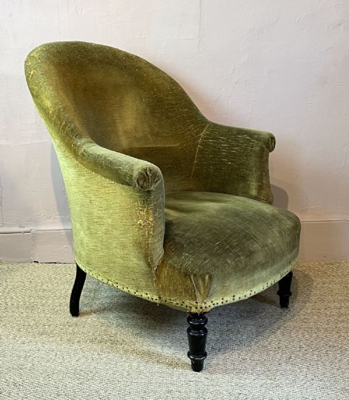 fig 1. French Napoleon III Crapaud Armchair for Recovering