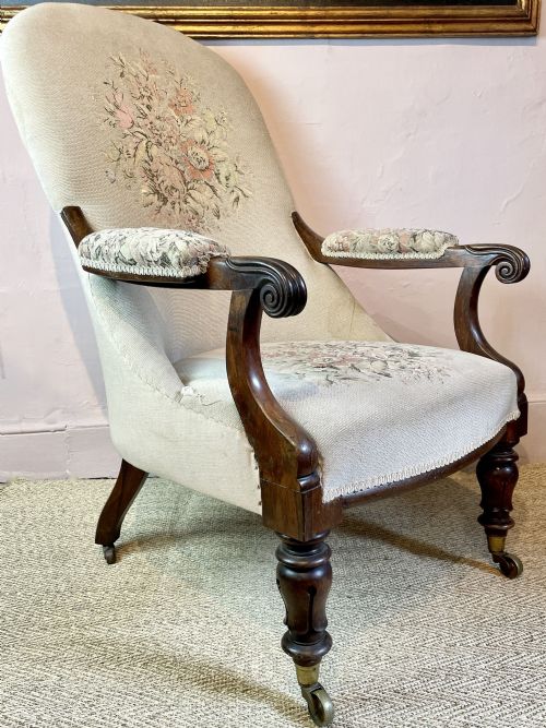 fig 1. Early Victorian Rosewood Framed Armchair for Recovering