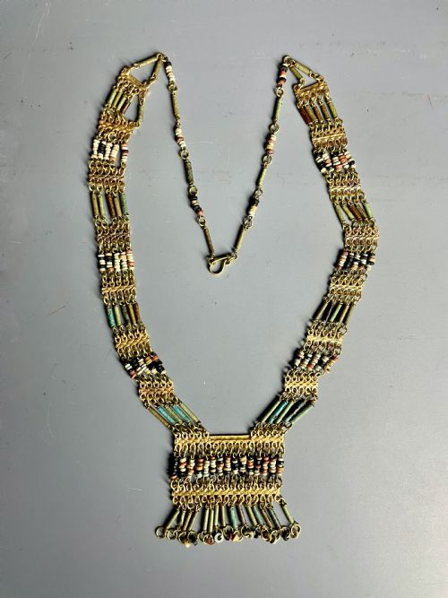 Ancient Egyptian Mummy Bead Pectoral Necklace