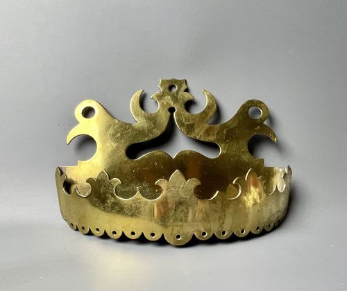 Victorian Welsh Folk Art Brass Crown Wall Pocket