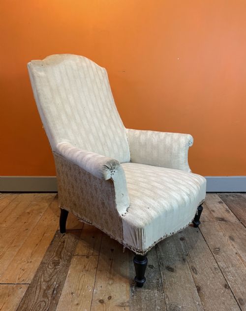 Antique French Napoleon III Armchair for Recovering