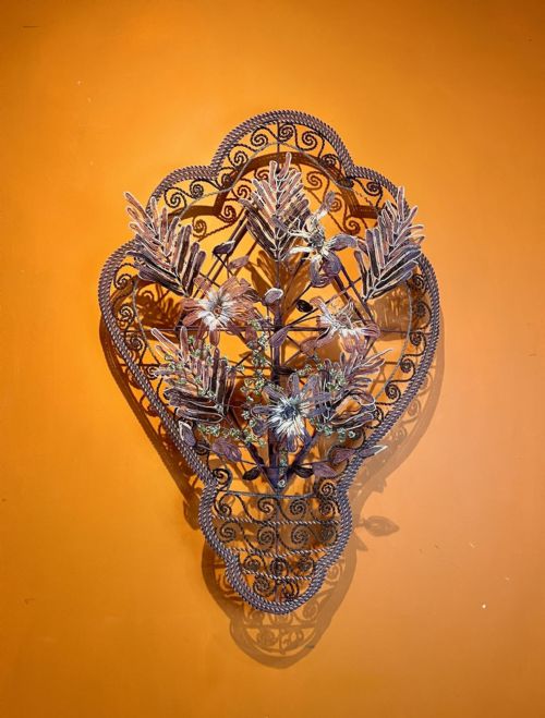 French Glass Floral Beadwork Immortelle Mourning Wreath