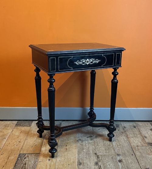 French Napoleon III Inlaid Ebonised Vanity Table