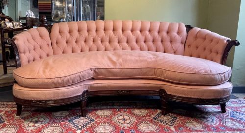 Unusual Victorian Crescent Shaped Button Back Sofa
