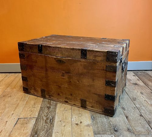 Victorian Iron Bound Pine Trunk