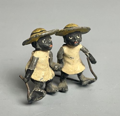 Austrian Cold Pained Bronze Miniature of Two Black Girls