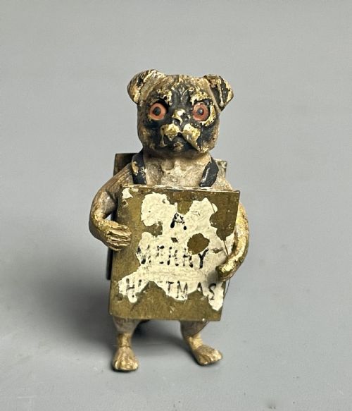 Miniature Austrian Cold Painted Bronze of a Pug Dog