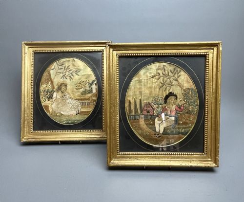 Pair of Regency Silkwork Pictures