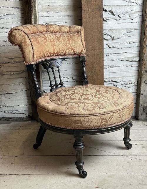 fig 1. Small Victorian Aesthetic Movement Ebonised Nursing Chair with Circular Seat