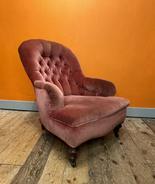 Victorian Iron Framed Button Back Armchair