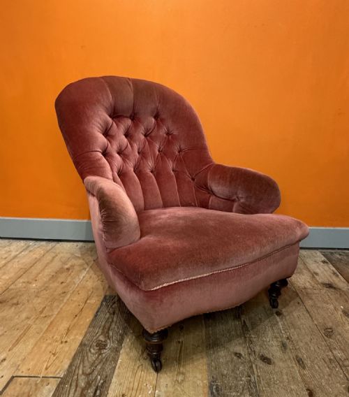 fig 1. Victorian Iron Framed Button Back Armchair