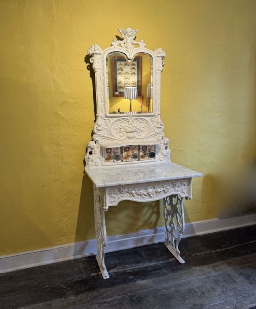 Victorian Cast Iron Marble Top Washstand