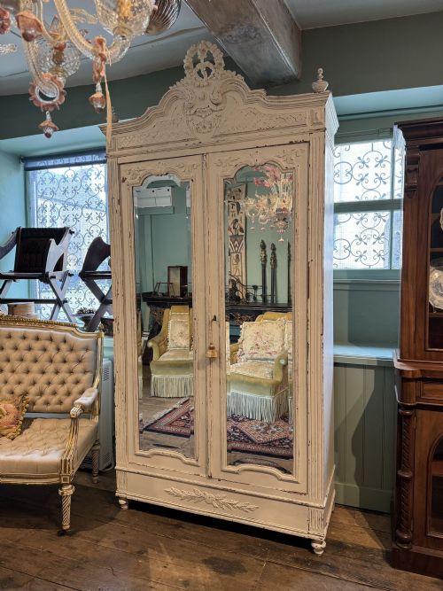 French 19th Century Louis Xvi Style Painted Armoire