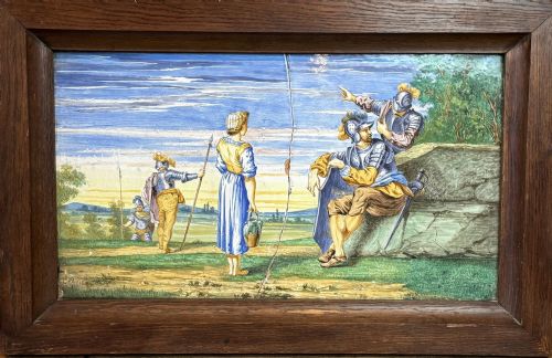 LARGE 19TH CENTURY ITALIAN FAIENCE PLAQUE SIGNED C RAVIER - ADDITIONAL PHOTO 1