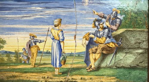 LARGE 19TH CENTURY ITALIAN FAIENCE PLAQUE SIGNED C RAVIER - ADDITIONAL PHOTO 4
