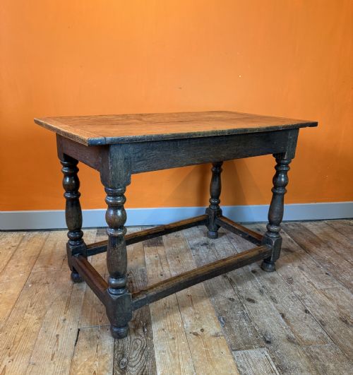 Small Antique Oak Plank Top Refectory Table