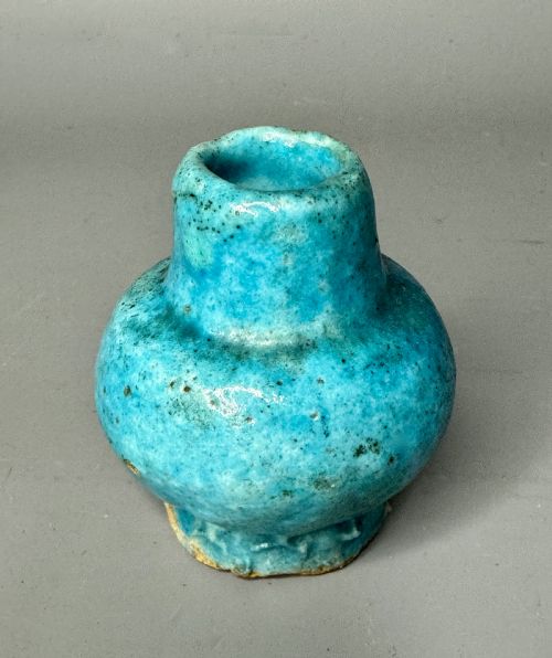 Miniature Turquoise Glazed Kashan Vase, Iran 12th Century