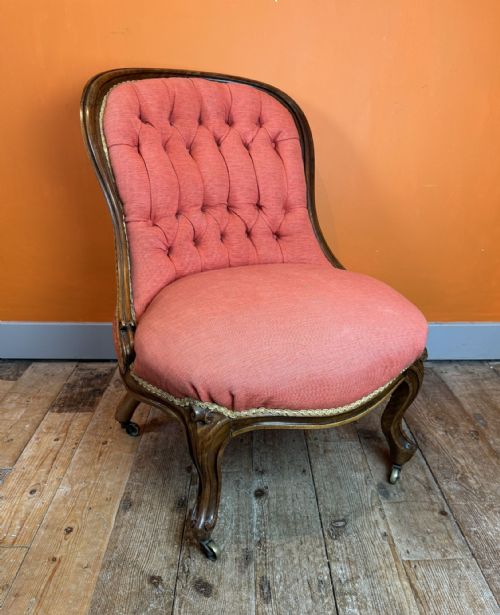 Victorian Walnut Button Back Occasional Chair