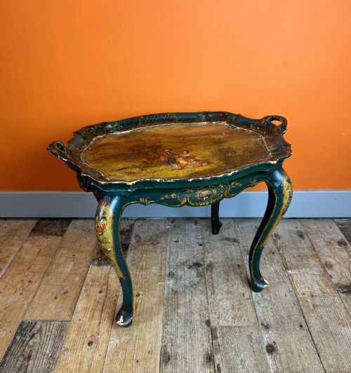 VINTAGE VENETIAN PAINTED TRAY TOP TABLE - ADDITIONAL PHOTO 1
