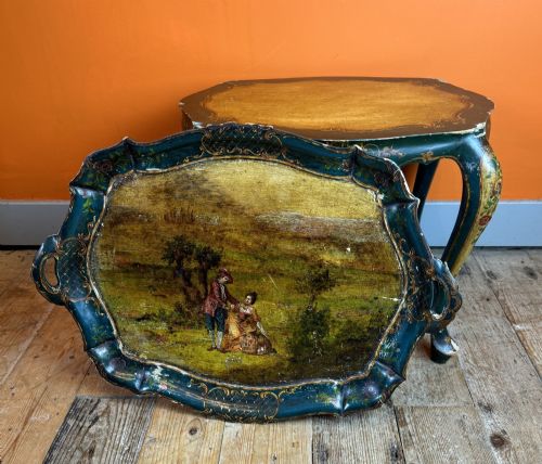 VINTAGE VENETIAN PAINTED TRAY TOP TABLE - ADDITIONAL PHOTO 2