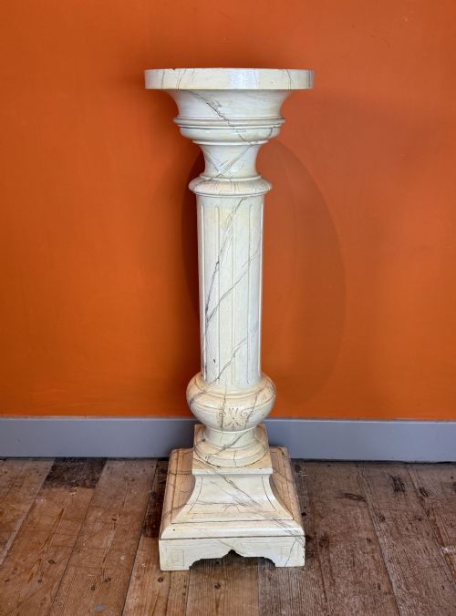 Victorian Faux Marble Painted Pedestal Columm