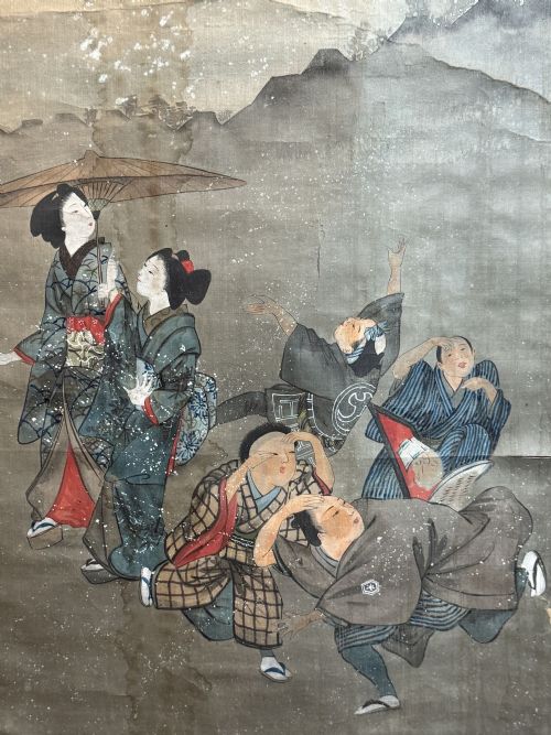 JAPANESE SCROLL PAINTING DEPICTING THE FIRST SNOW - ADDITIONAL PHOTO 4