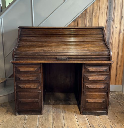 Oak Tambour Front Roll-top Desk Circa 1920