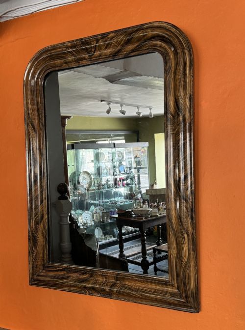 Antique French Louis Philippe Faux Bois Arch Top Mirror