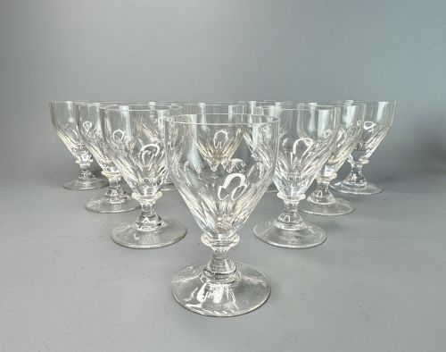 Set of Twelve Vintage Slice Cut Wine Glasses