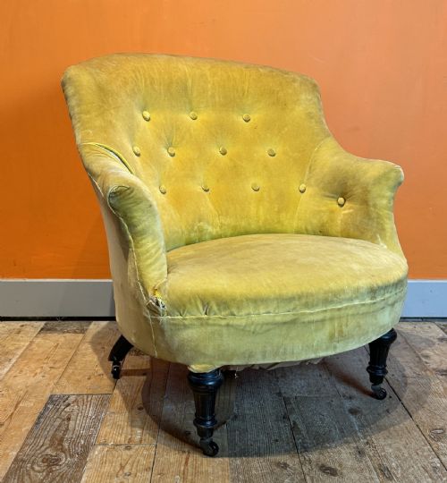 fig 1. Antique French Button Back Tub Armchair for recovering