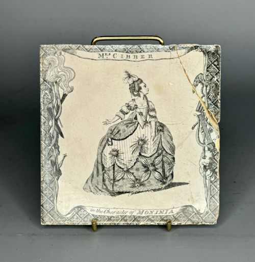 Rare Sadler Liverpool Delft Theatrical Tile - Mrs Cibber as Monimia