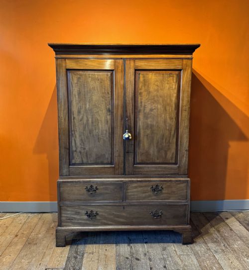 Georgian Mahogany Linen Press Wardrobe of Small Proportions