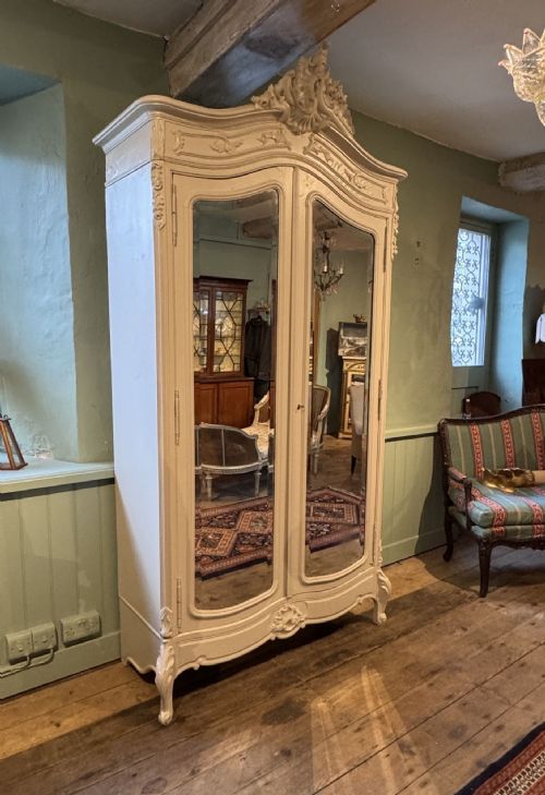 French 19th Century Louis Xv Style Painted Armoire