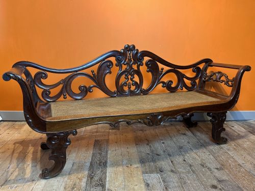 ANGLO INDIAN ROSEWOOD SCROLL BACK BENCH CIRCA 1840 - ADDITIONAL PHOTO 1